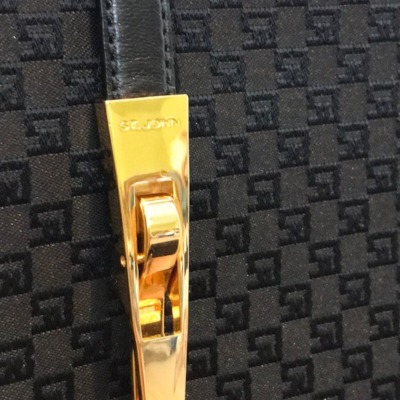 NWOT ST JOHN Black Logo Handbag - Picture 3 of 7